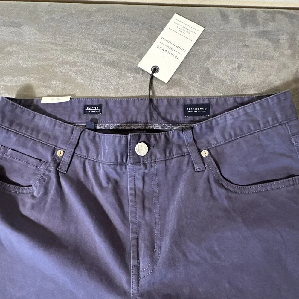 7 Diamonds Clifton Pants Men’s Navy Chino Slim Straight Fit 33x30 NWT 7D Seven